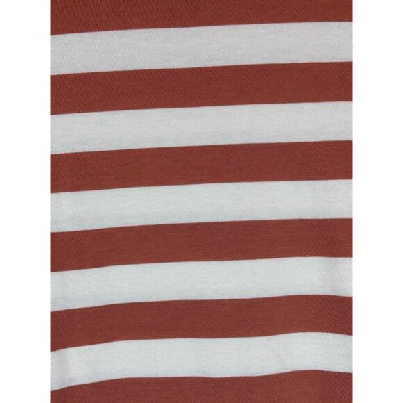 MADEWELL Womens Short Sleeve T Shirt Peach Cream Stripe Sz XS 100% Supima Cotton - Picture 3 of 5